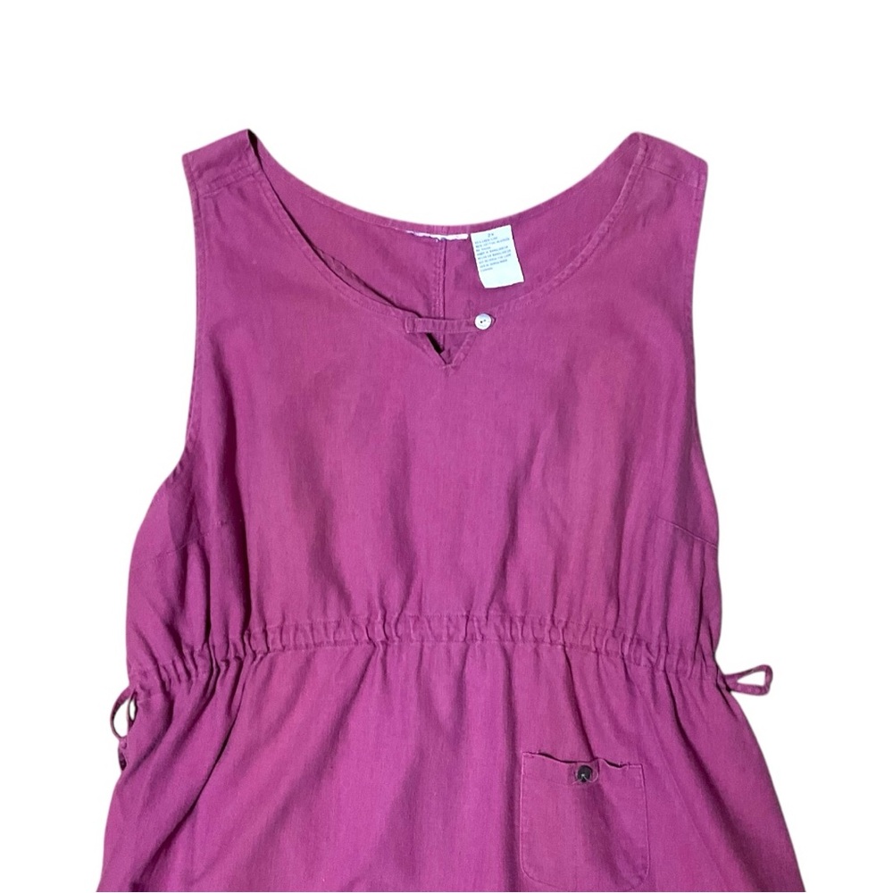 πβ Womenβs Pink Linen Maxi Dress Sz 2X Adjustable Waist Pockets Lightweight - Picture 7 of 9